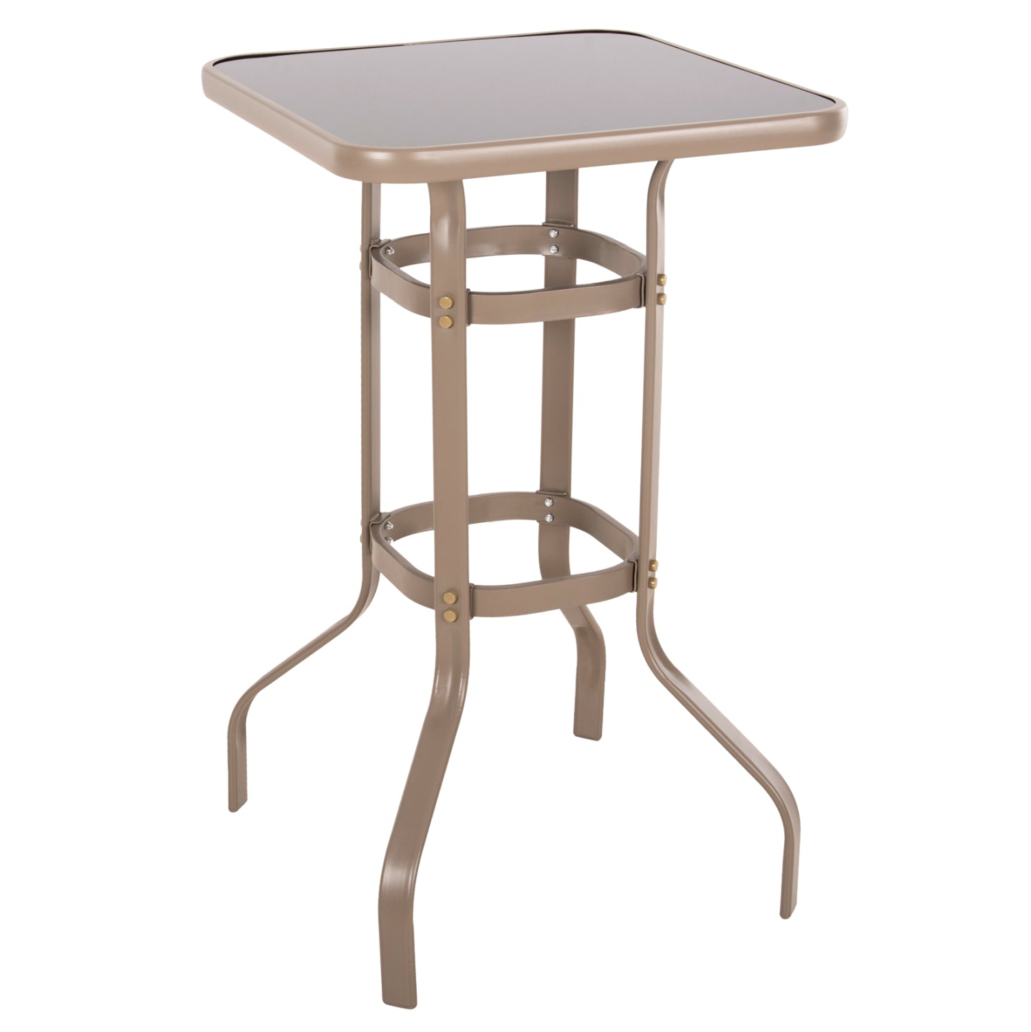 BAR TABLE SQUARE FIGGY HM6066.04 METALLIC CHAMPAGNE-COLORED-TEMPERED GLASS 60x60x100Hcm.