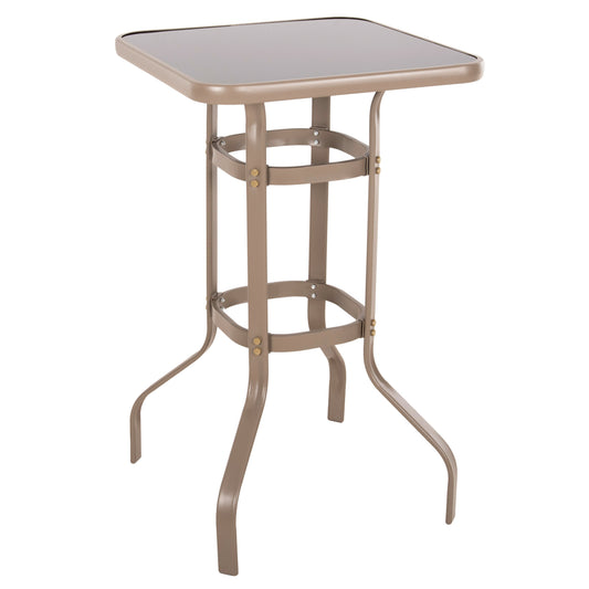 BAR TABLE SQUARE FIGGY HM6066.04 METALLIC CHAMPAGNE-COLORED-TEMPERED GLASS 60x60x100Hcm.