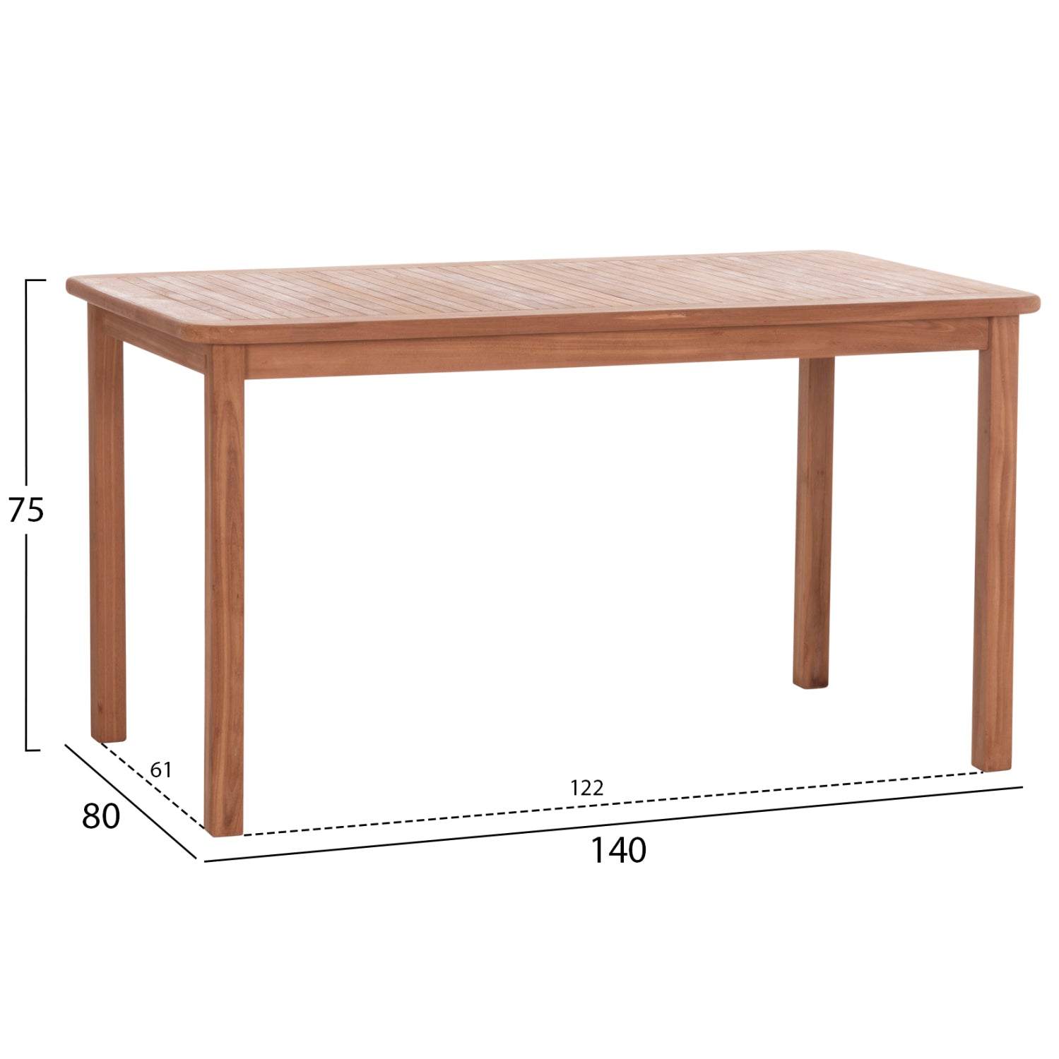 DINING TABLE RECTANGULAR PRESSCOT HM18123 TEAK WOOD--NATURAL COLOR 140x80x76Hcm.