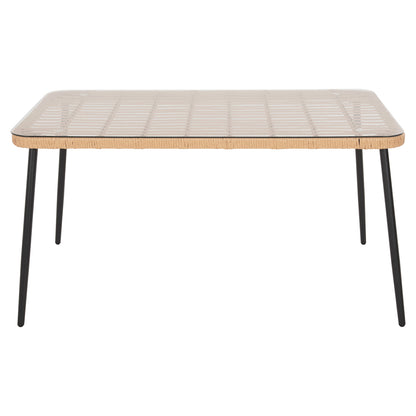 DINING TABLE RECTANGULAR ALLEGRA HM5537.11 BLACK METAL-P.E. RATTAN IN NATURAL 139,5x79,5x73Hcm.