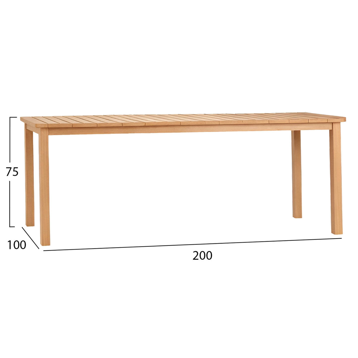 DINING TABLE RECTANGULAR FINTO HM6616 TEAK WOOD--NATURAL COLOR 200x100x75Hcm.