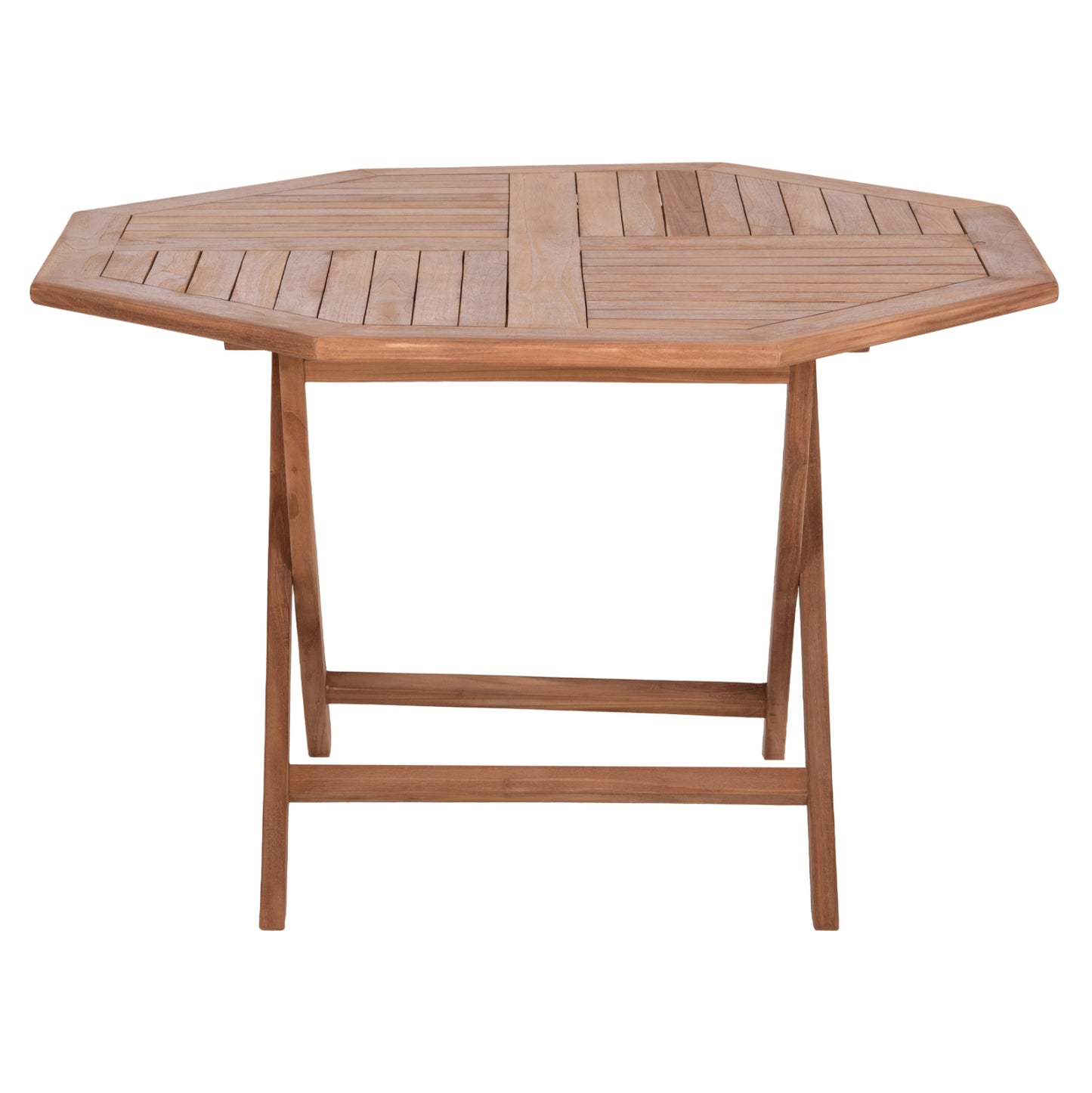 OUTDOOR FOLDABLE POLYGON DINING TABLE KARLIN HM6618 TEAK WOOD-NATURAL COLOR 120x120x75Hcm