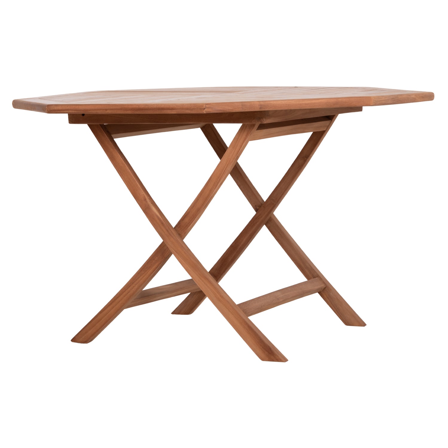 OUTDOOR FOLDABLE POLYGON DINING TABLE KARLIN HM6618 TEAK WOOD-NATURAL COLOR 120x120x75Hcm