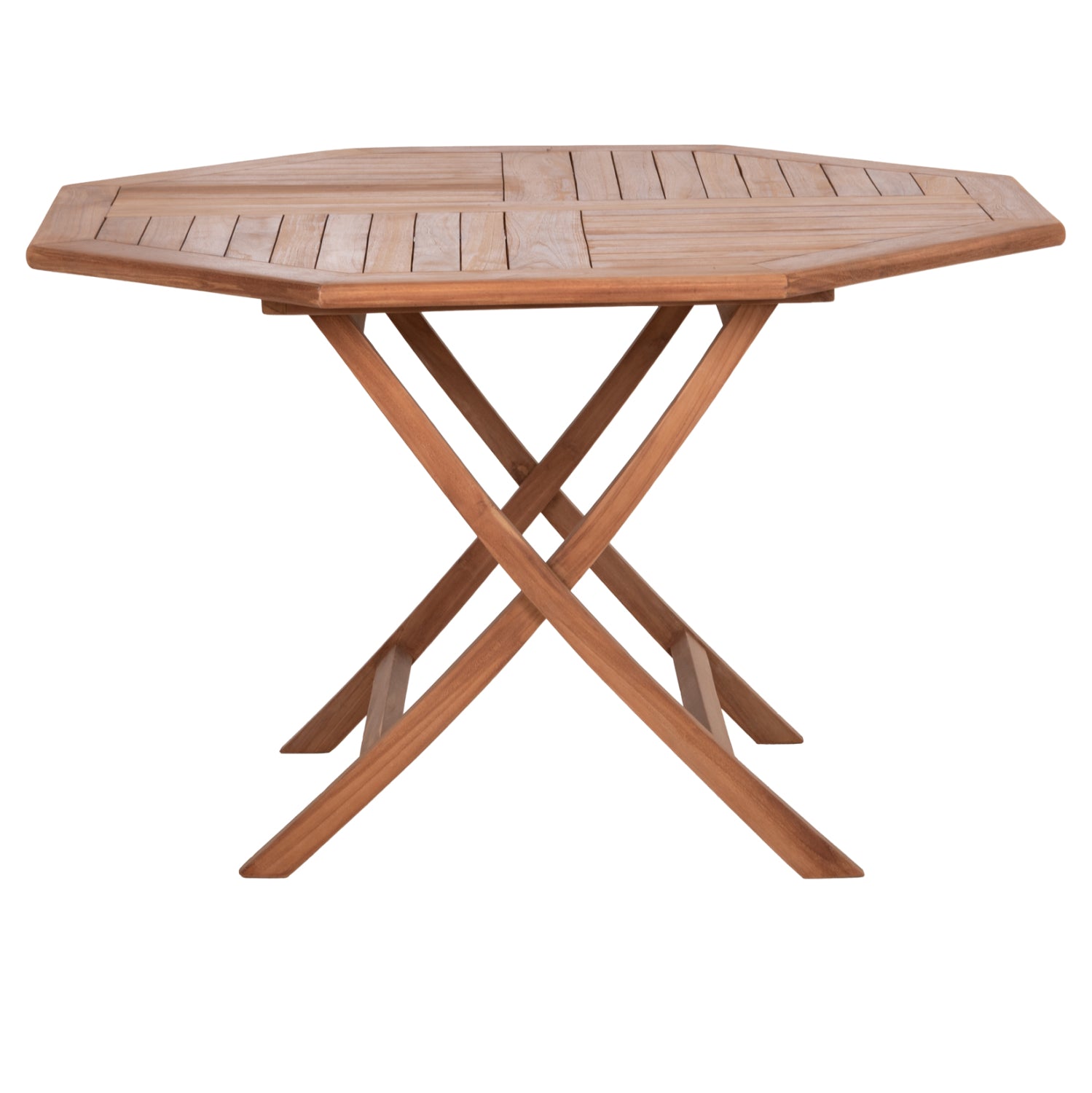 OUTDOOR FOLDABLE POLYGON DINING TABLE KARLIN HM6618 TEAK WOOD-NATURAL COLOR 120x120x75Hcm