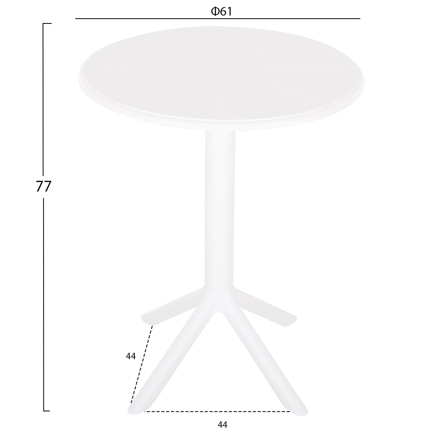 ROUND POLYPROPYLENE TABLE TERRIN HM6124.11 WHITE Φ61x77Hcm.