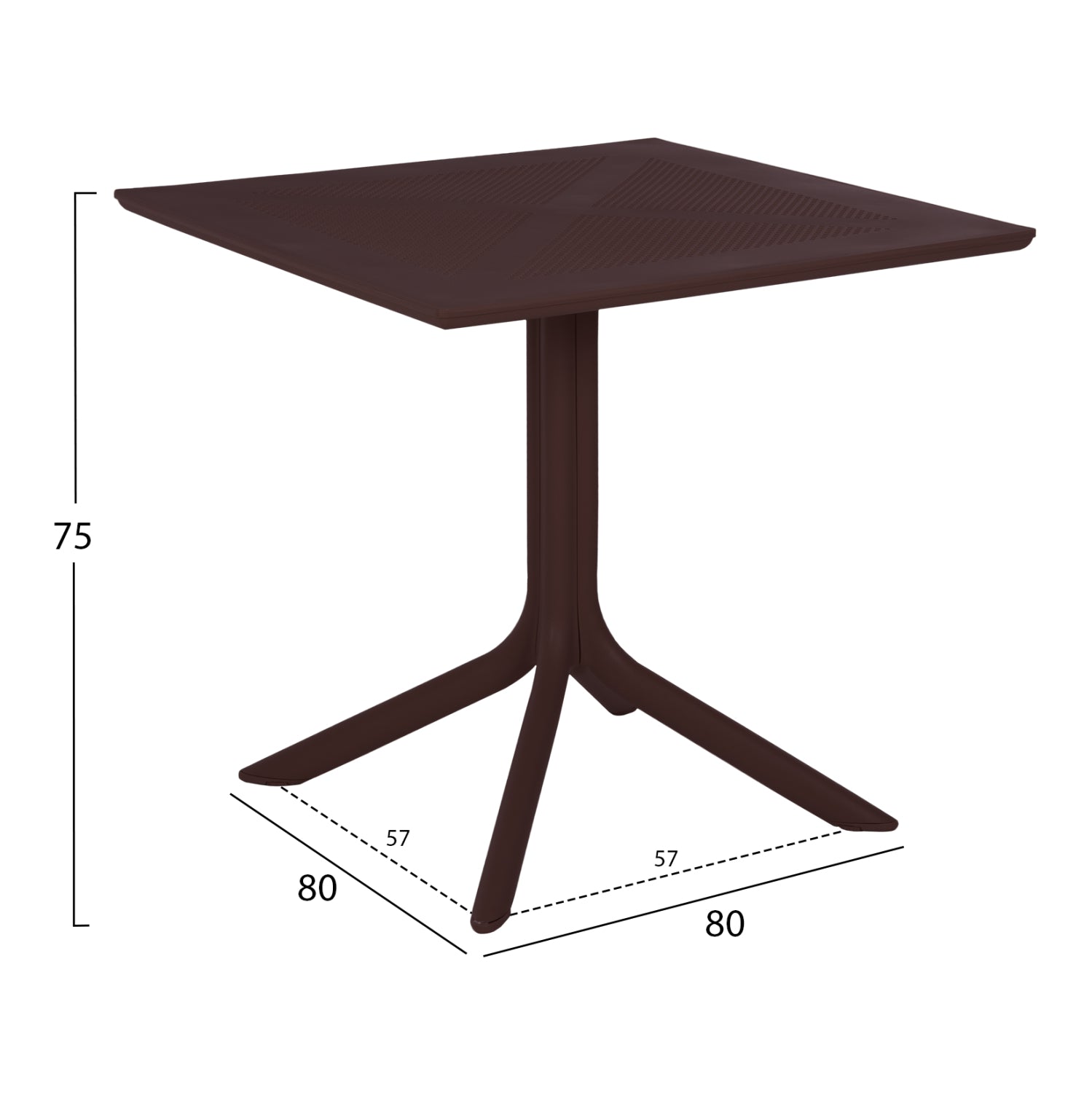 OUTDOOR POLYPROPYLENE SQUARE TABLE LUNAR HM5930.13 BROWN 80x80x75Hcm.