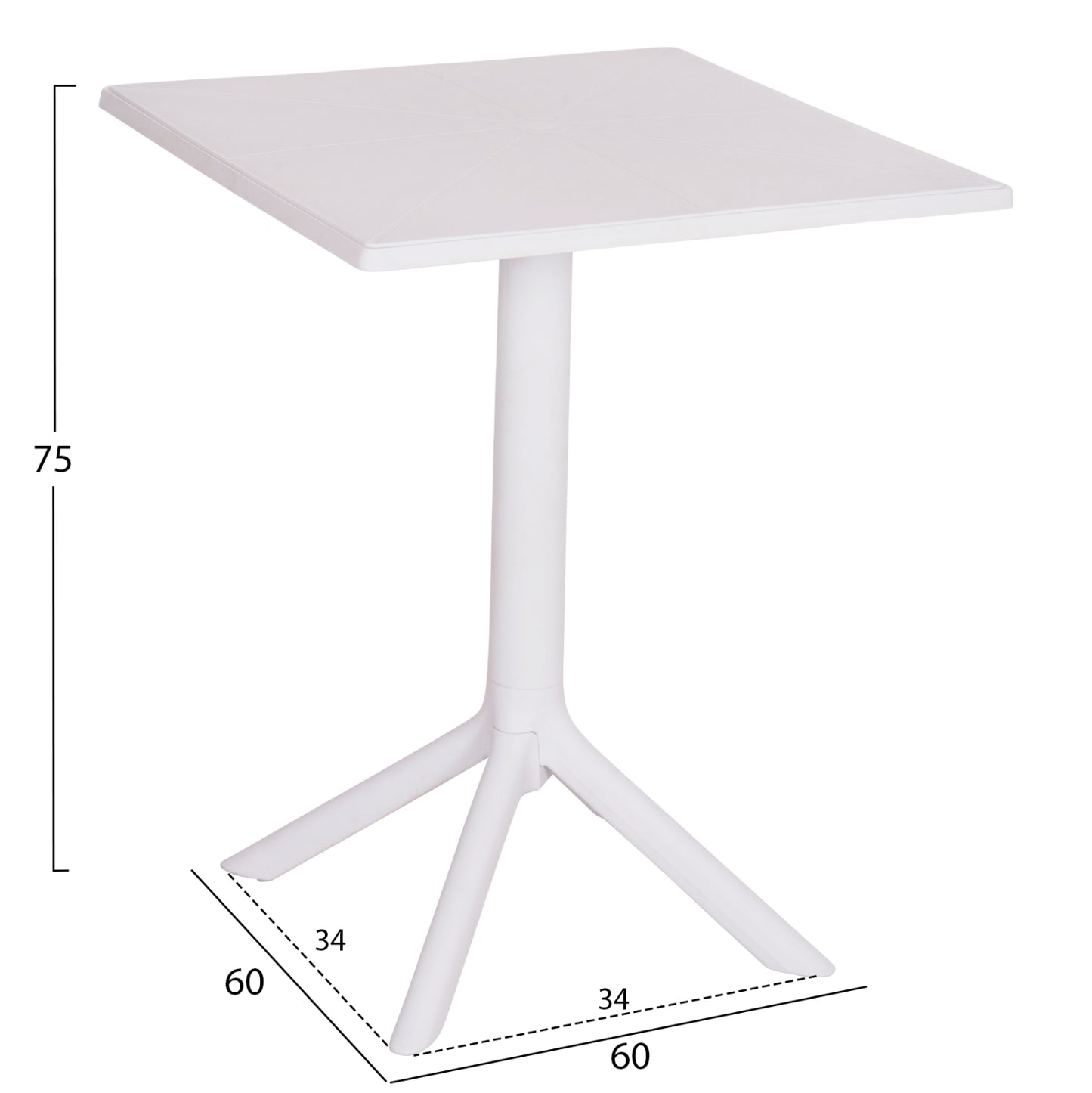 SQUARE POLYPROPYLENE TABLE TERRIN HM6125.11 WHITE 60x60x75Hcm.