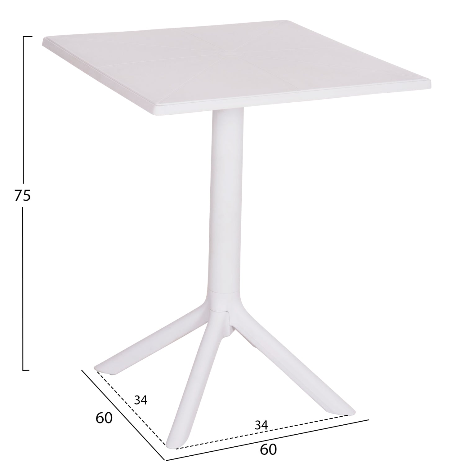 SQUARE POLYPROPYLENE TABLE TERRIN HM6125.11 WHITE 60x60x75Hcm.