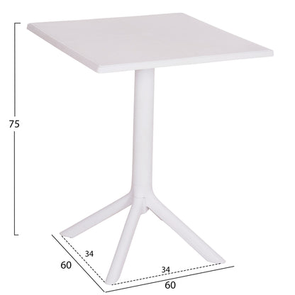 SQUARE POLYPROPYLENE TABLE TERRIN HM6125.11 WHITE 60x60x75Hcm.
