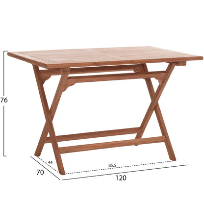FOLDABLE RECTANGULAR TABLE ERIS HM18117 TEAK WOOD--NATURAL COLOR 120x70x76Hcm.