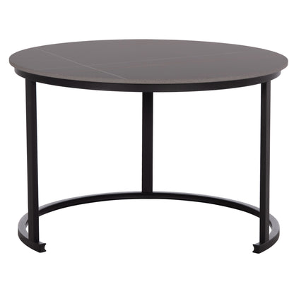 COFFEE TABLES 2PCS SET TALOS HM18140.02 BLACK MARBLE LOOK CERAMIC TOP Φ70x45.5Hcm.
