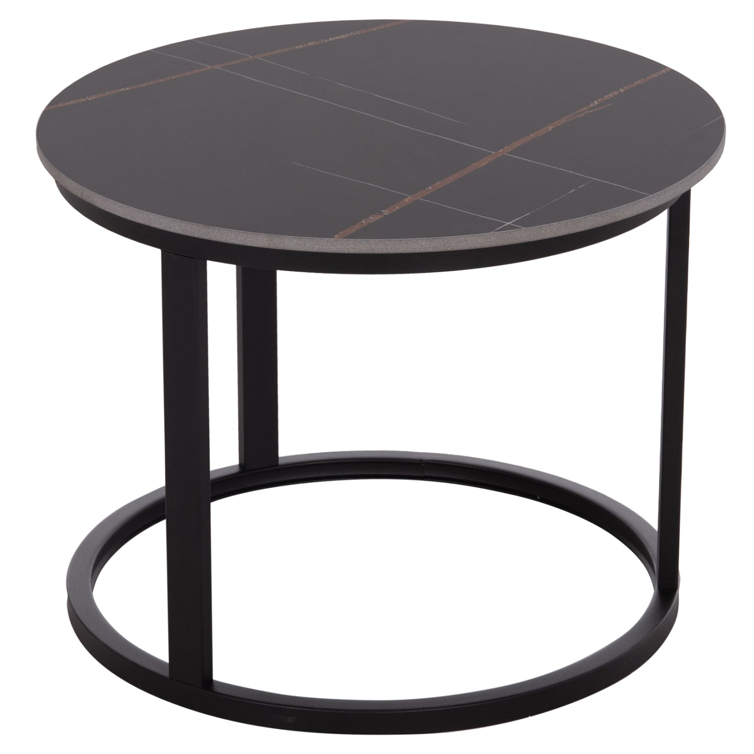 COFFEE TABLES 2PCS SET TALOS HM18140.02 BLACK MARBLE LOOK CERAMIC TOP Φ70x45.5Hcm.