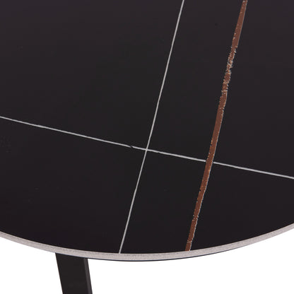 COFFEE TABLES 2PCS SET TALOS HM18140.02 BLACK MARBLE LOOK CERAMIC TOP Φ70x45.5Hcm.