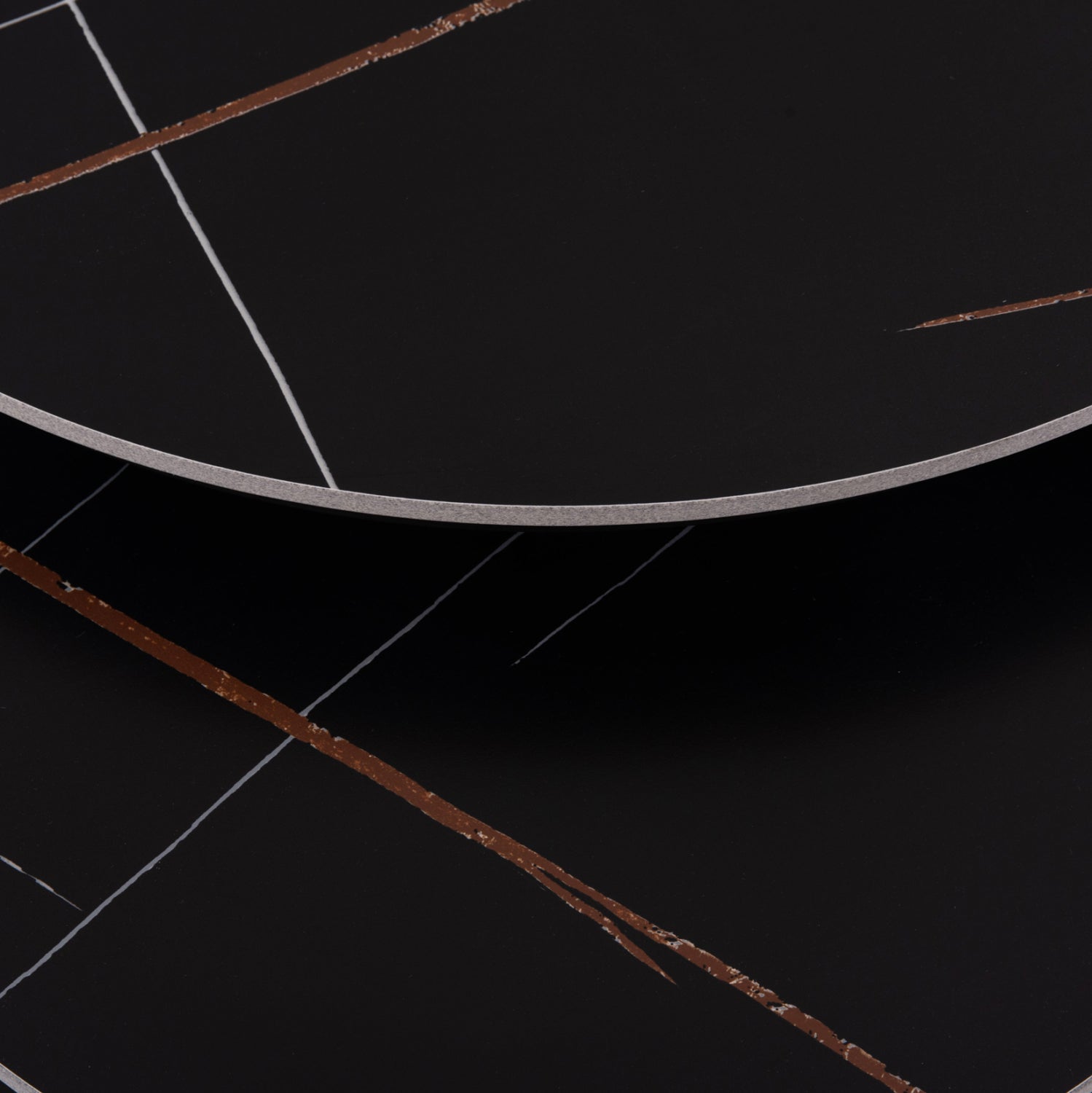 COFFEE TABLES 2PCS SET TALOS HM18140.02 BLACK MARBLE LOOK CERAMIC TOP Φ70x45.5Hcm.