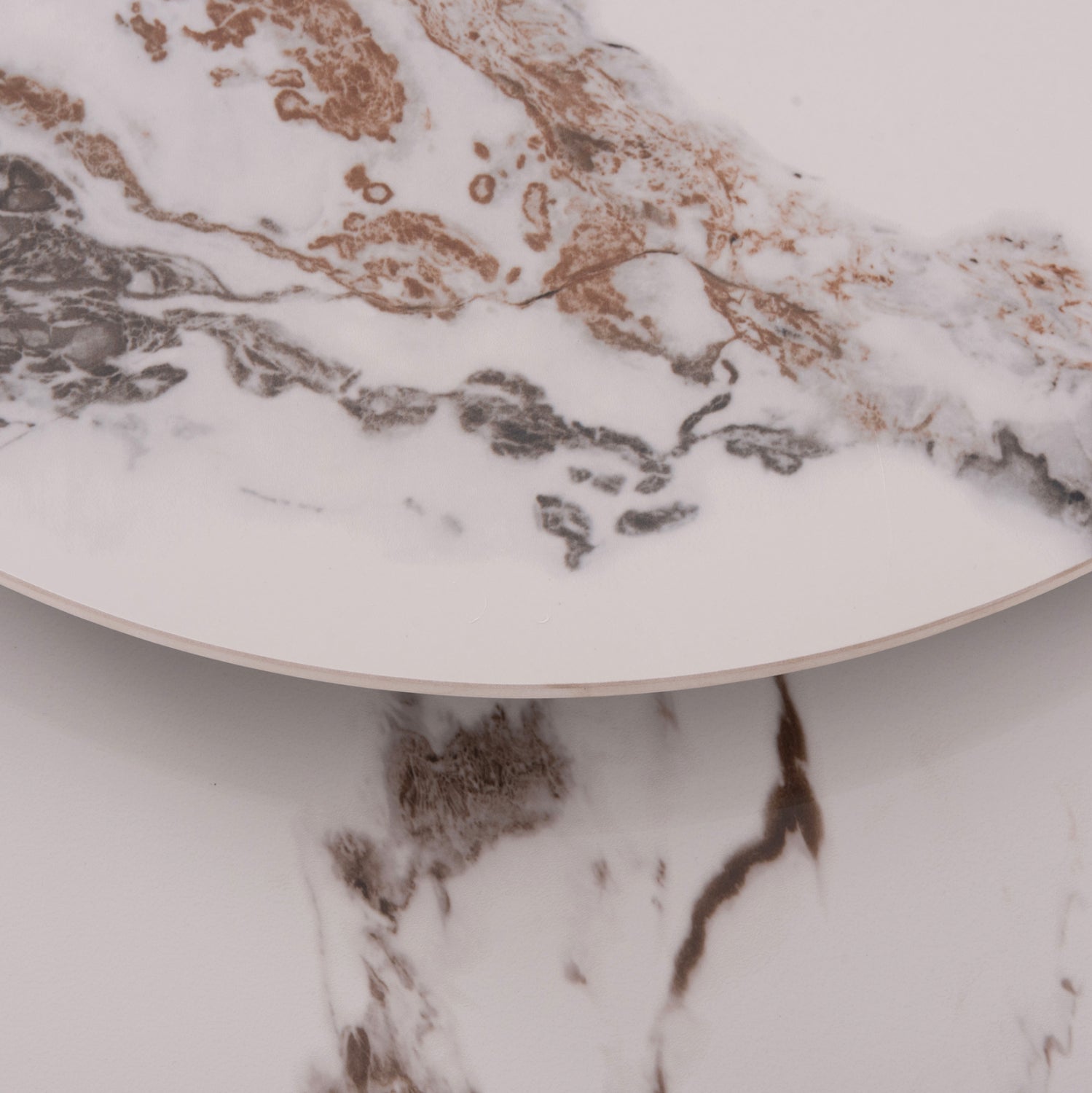 COFFEE TABLES 2PCS SET TALOS HM18140.03 WHITE MARBLE WITH BROWN "WATERS" LOOK CERAMIC TOP Φ70x45.5Hcm.