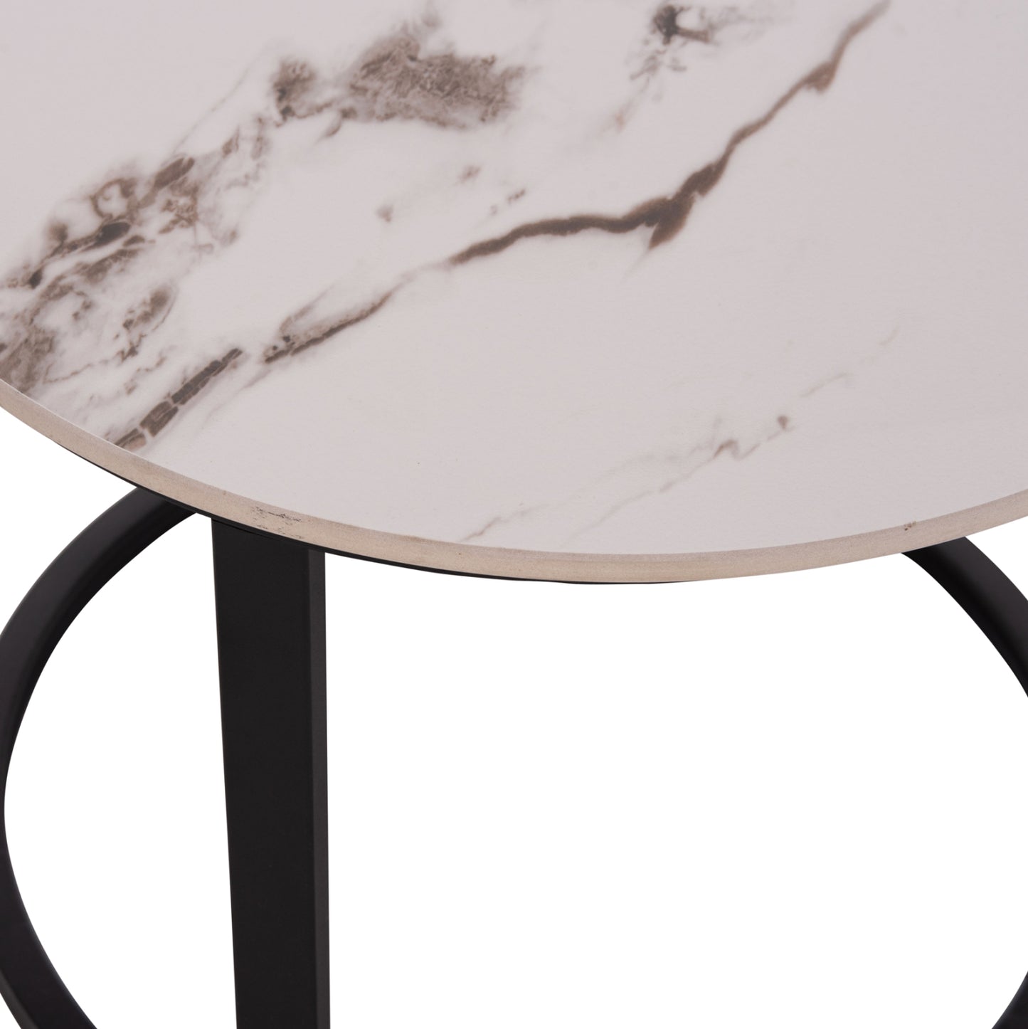 COFFEE TABLES 2PCS SET TALOS HM18140.03 WHITE MARBLE WITH BROWN "WATERS" LOOK CERAMIC TOP Φ70x45.5Hcm.