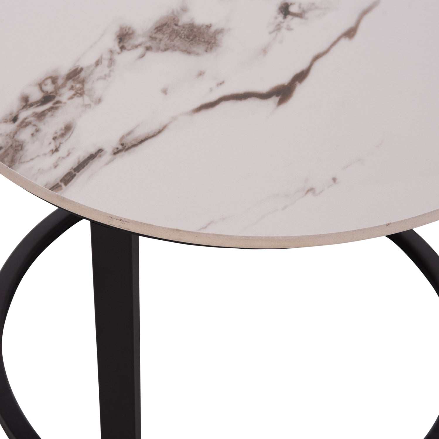 COFFEE TABLES 2PCS SET TALOS HM18140.03 WHITE MARBLE WITH BROWN "WATERS" LOOK CERAMIC TOP Φ70x45.5Hcm.