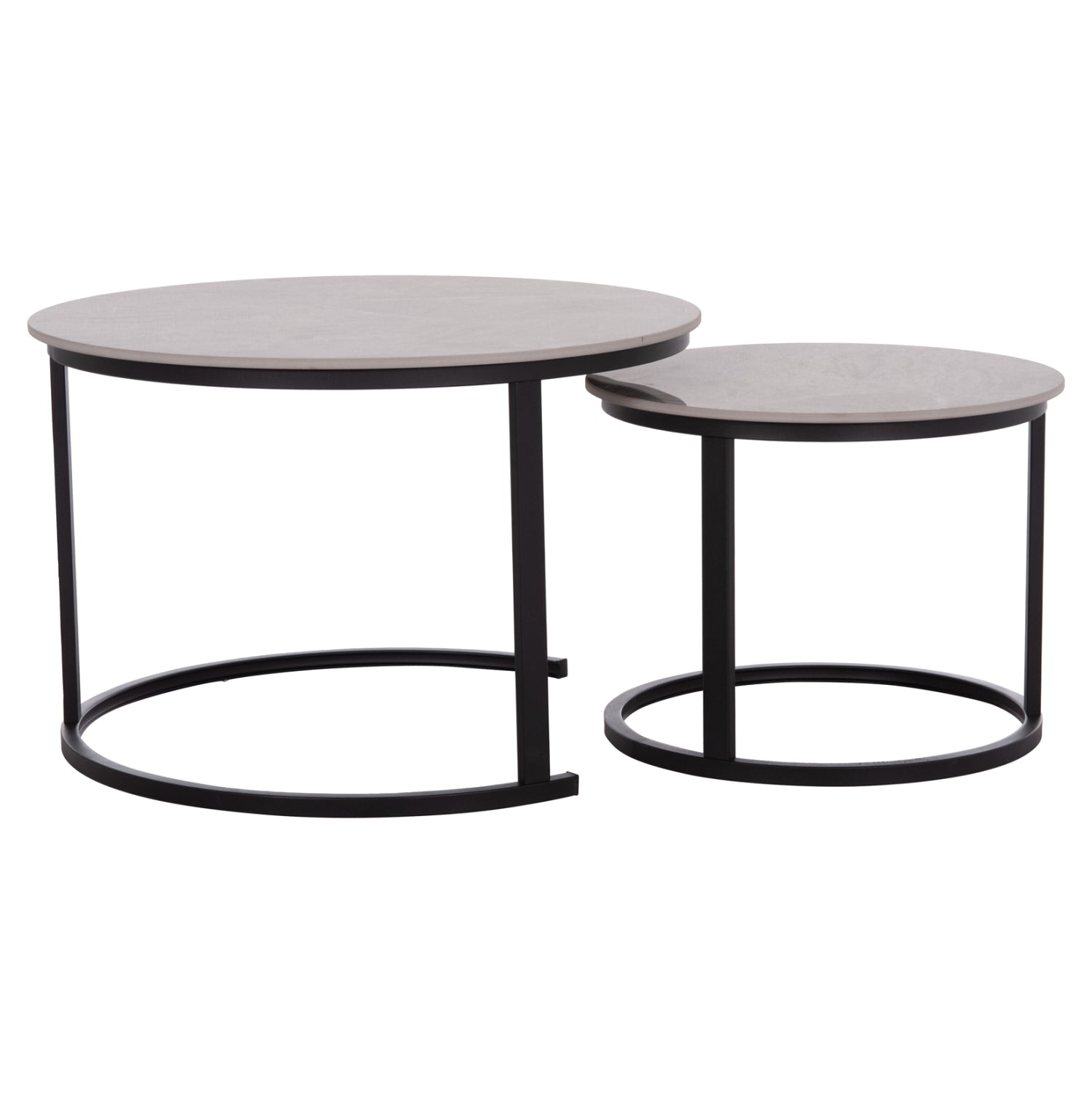 COFFEE TABLES 2PCS SET TALOS HM18140.04 GREY MARBLE LOOK CERAMIC TOP Φ70x45.5Hcm.
