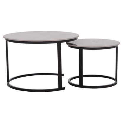 COFFEE TABLES 2PCS SET TALOS HM18140.04 GREY MARBLE LOOK CERAMIC TOP Φ70x45.5Hcm.