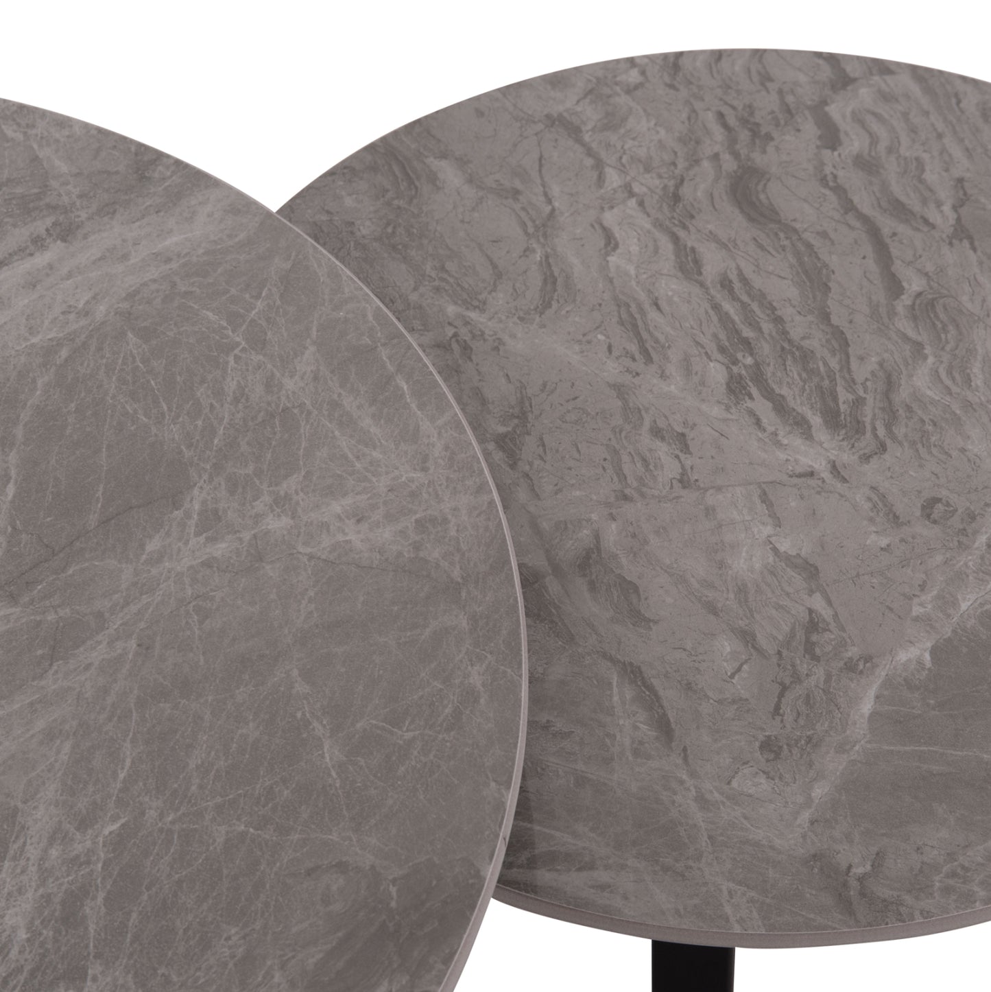 COFFEE TABLES 2PCS SET TALOS HM18140.04 GREY MARBLE LOOK CERAMIC TOP Φ70x45.5Hcm.