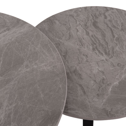 COFFEE TABLES 2PCS SET TALOS HM18140.04 GREY MARBLE LOOK CERAMIC TOP Φ70x45.5Hcm.