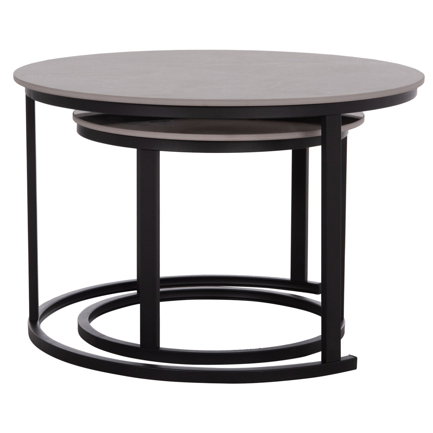 COFFEE TABLES 2PCS SET TALOS HM18140.04 GREY MARBLE LOOK CERAMIC TOP Φ70x45.5Hcm.