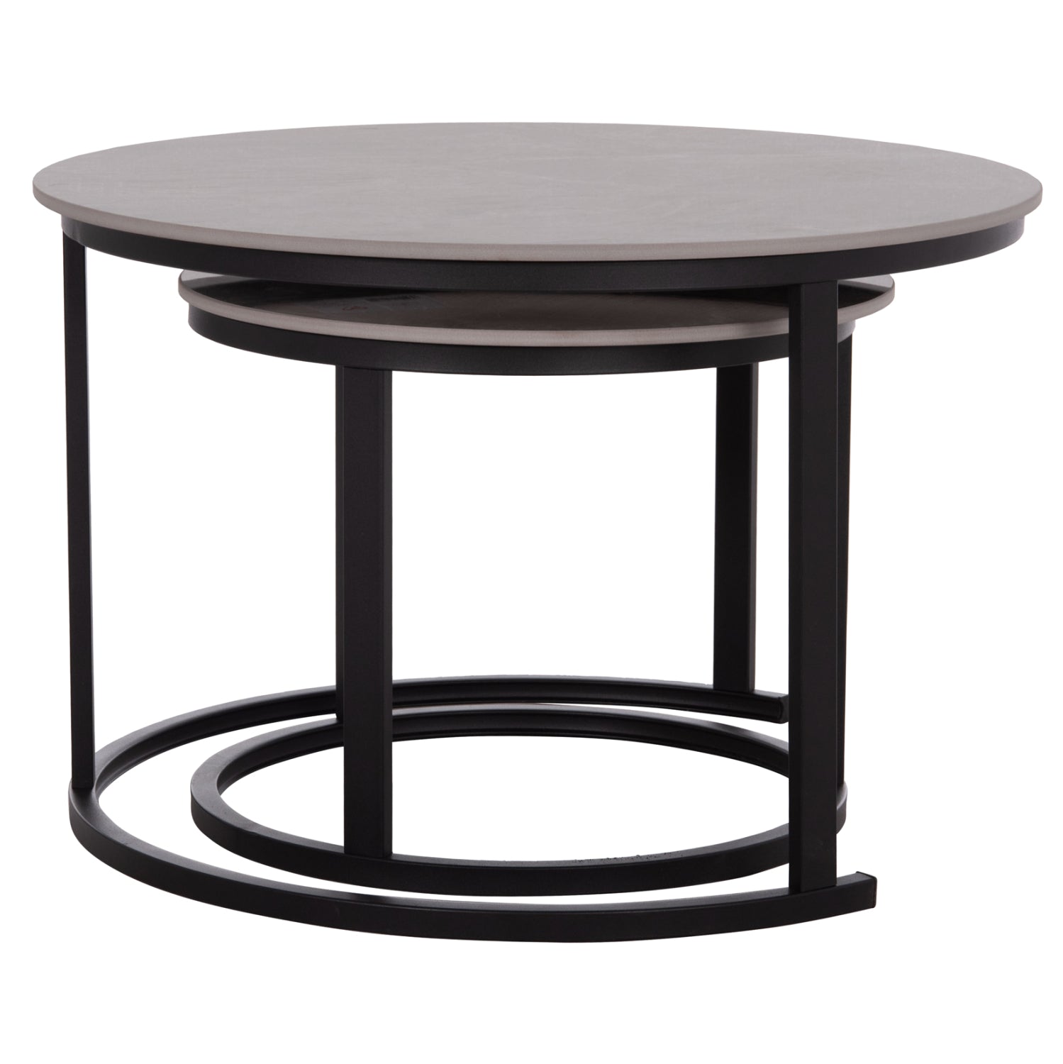 COFFEE TABLES 2PCS SET TALOS HM18140.04 GREY MARBLE LOOK CERAMIC TOP Φ70x45.5Hcm.