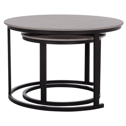 COFFEE TABLES 2PCS SET TALOS HM18140.04 GREY MARBLE LOOK CERAMIC TOP Φ70x45.5Hcm.