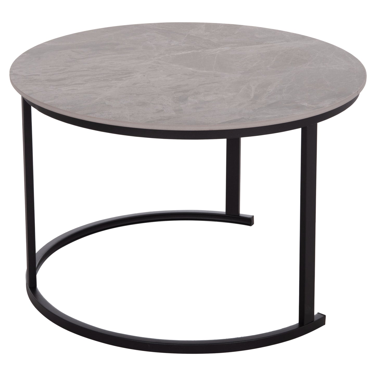 COFFEE TABLES 2PCS SET TALOS HM18140.04 GREY MARBLE LOOK CERAMIC TOP Φ70x45.5Hcm.