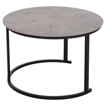 COFFEE TABLES 2PCS SET TALOS HM18140.04 GREY MARBLE LOOK CERAMIC TOP Φ70x45.5Hcm.