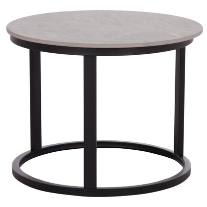 COFFEE TABLES 2PCS SET TALOS HM18140.04 GREY MARBLE LOOK CERAMIC TOP Φ70x45.5Hcm.