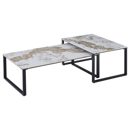 COFFEE TABLES 2PCS TERREN HM18365.01 METAL--SINTERED STONE IN PANDORA COLOR SCHEME 120x70x45H