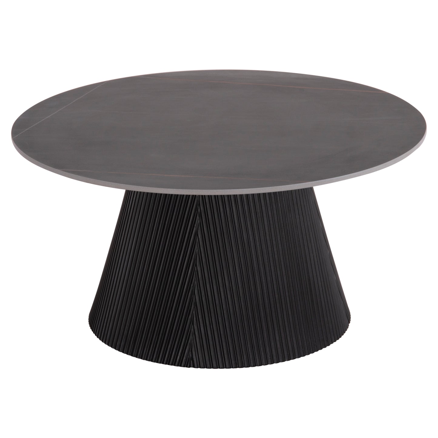 COFFEE TABLE DUNCAN HM18022.01 CERAMIC TOP-MDF BASE-BLACK Φ80x41Hcm.