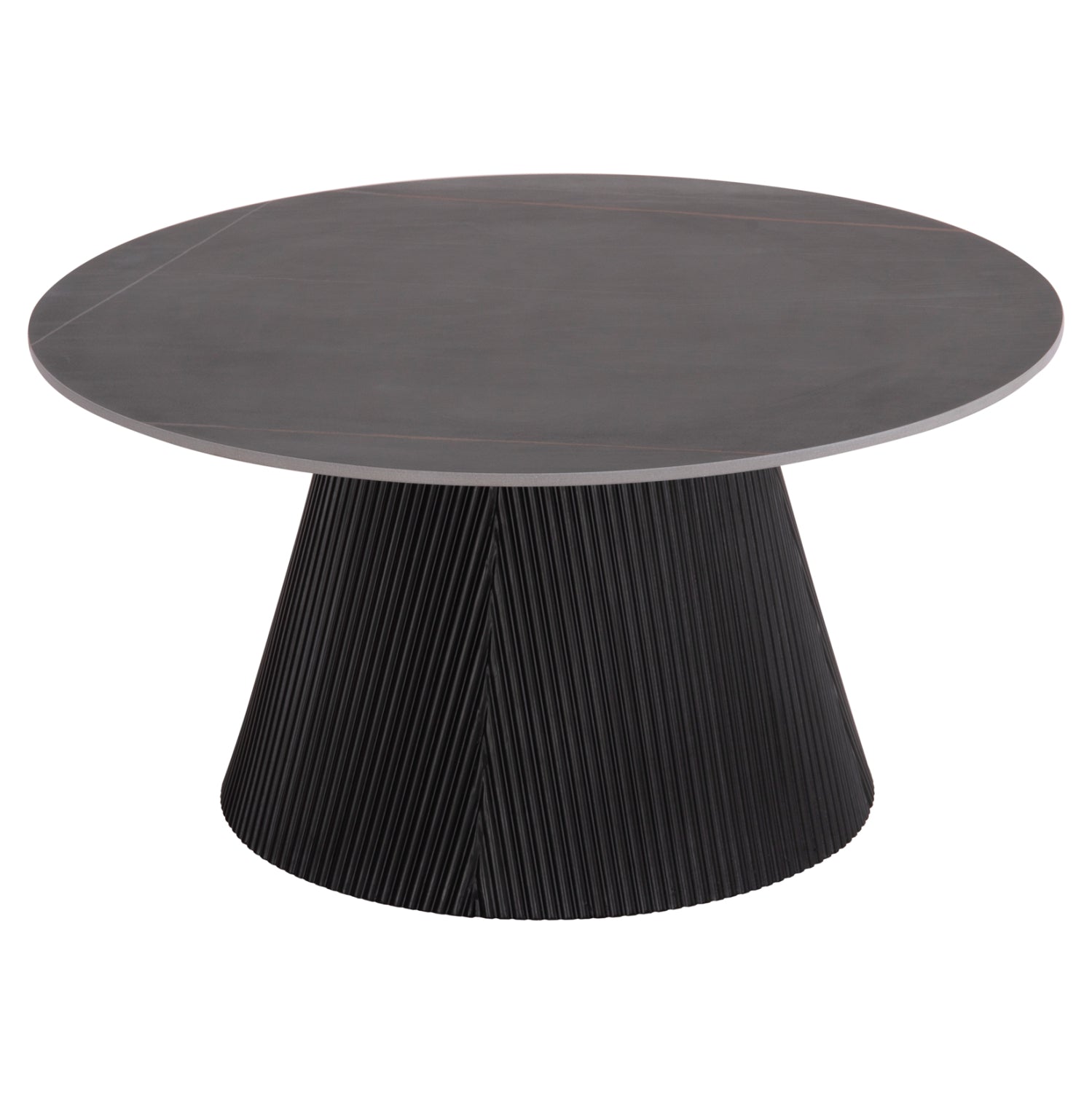 COFFEE TABLE DUNCAN HM18022.01 CERAMIC TOP-MDF BASE-BLACK Φ80x41Hcm.