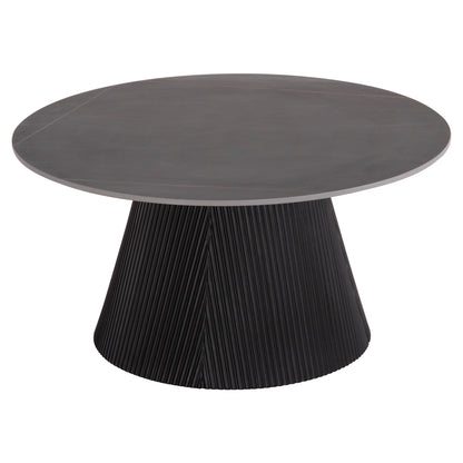 COFFEE TABLE DUNCAN HM18022.01 CERAMIC TOP-MDF BASE-BLACK Φ80x41Hcm.