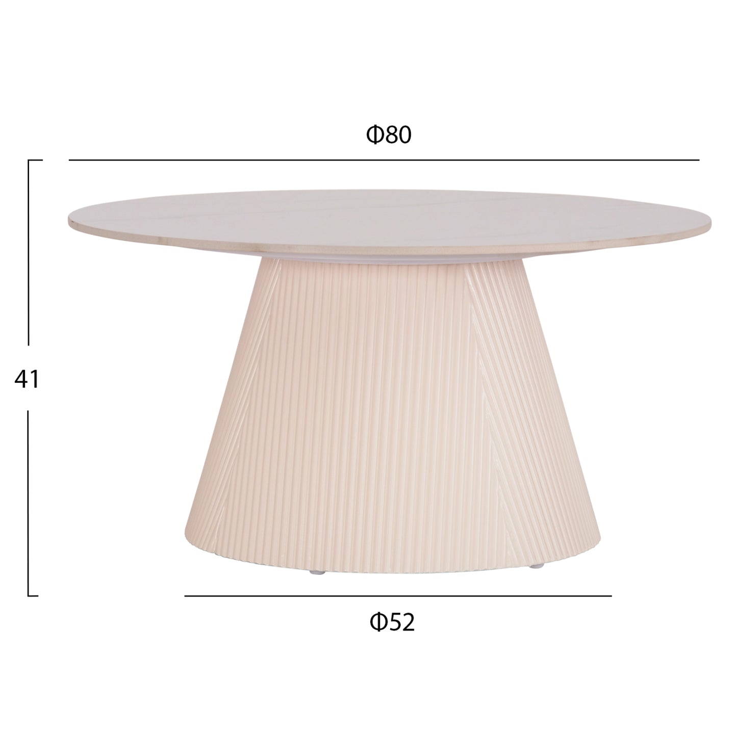 COFFEE TABLE DUNCAN HM18022.02 CERAMIC TOP-MDF BASE-CREAM WHITE Φ80x41Hcm.