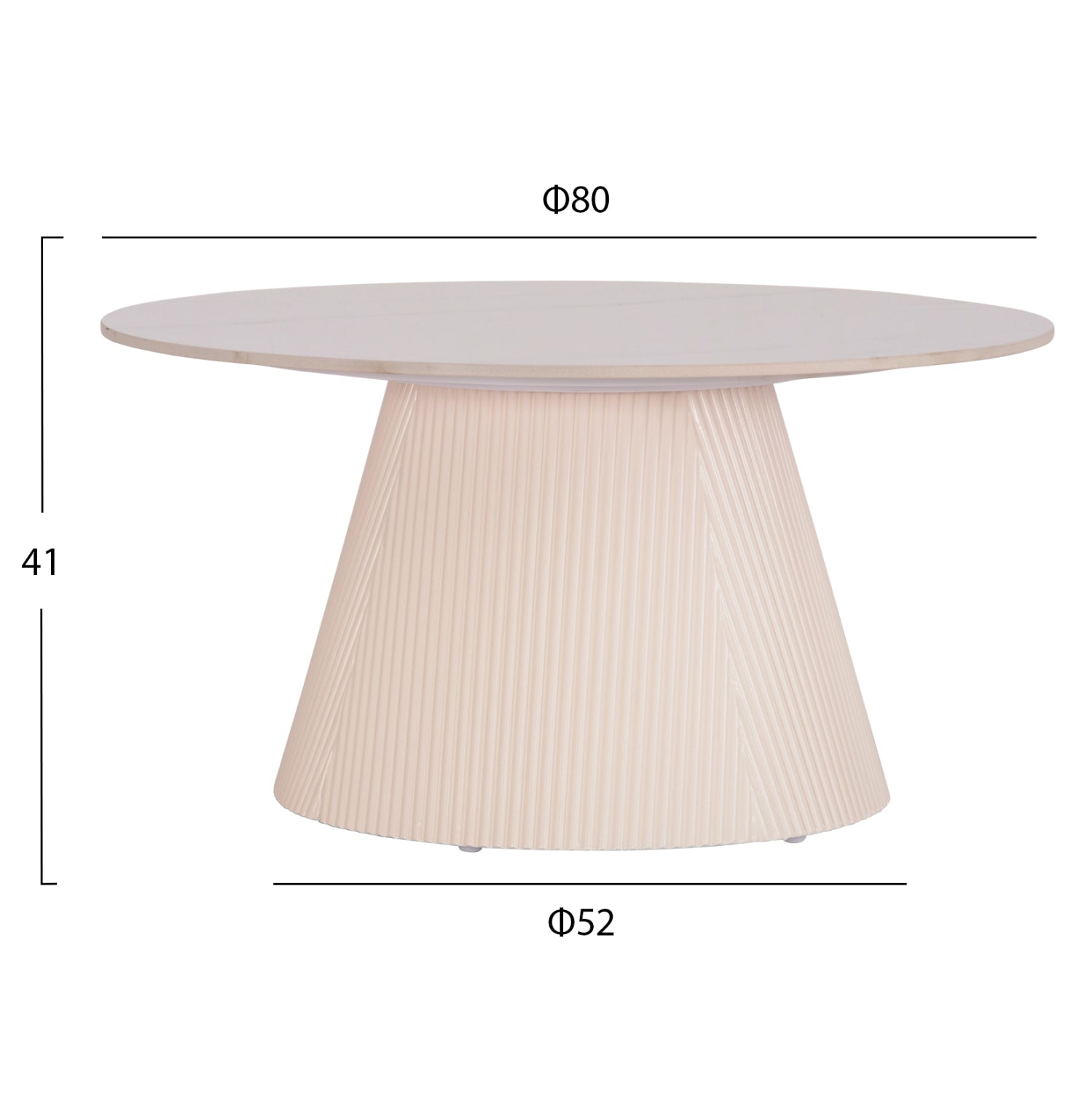 COFFEE TABLE DUNCAN HM18022.02 CERAMIC TOP-MDF BASE-CREAM WHITE Φ80x41Hcm.