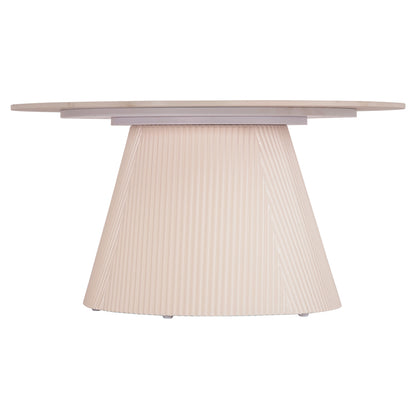 COFFEE TABLE DUNCAN HM18022.02 CERAMIC TOP-MDF BASE-CREAM WHITE Φ80x41Hcm.