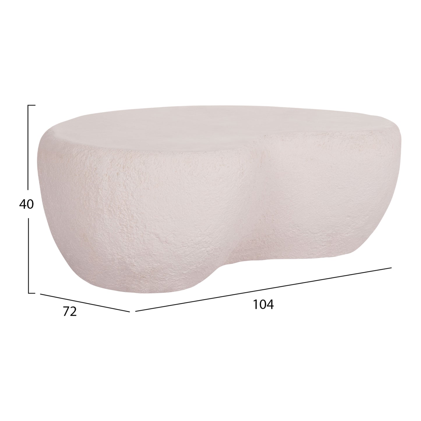 COFFEE TABLE GERSON HM18151.02S FIBER CEMENT IN WHITE--104x72x40Hcm.