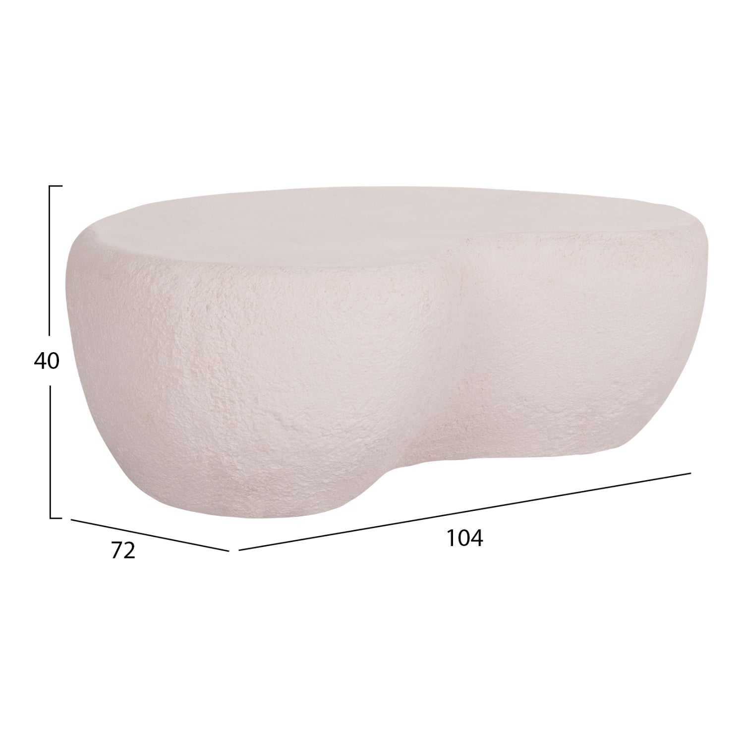 COFFEE TABLE GERSON HM18151.02S FIBER CEMENT IN WHITE--104x72x40Hcm.