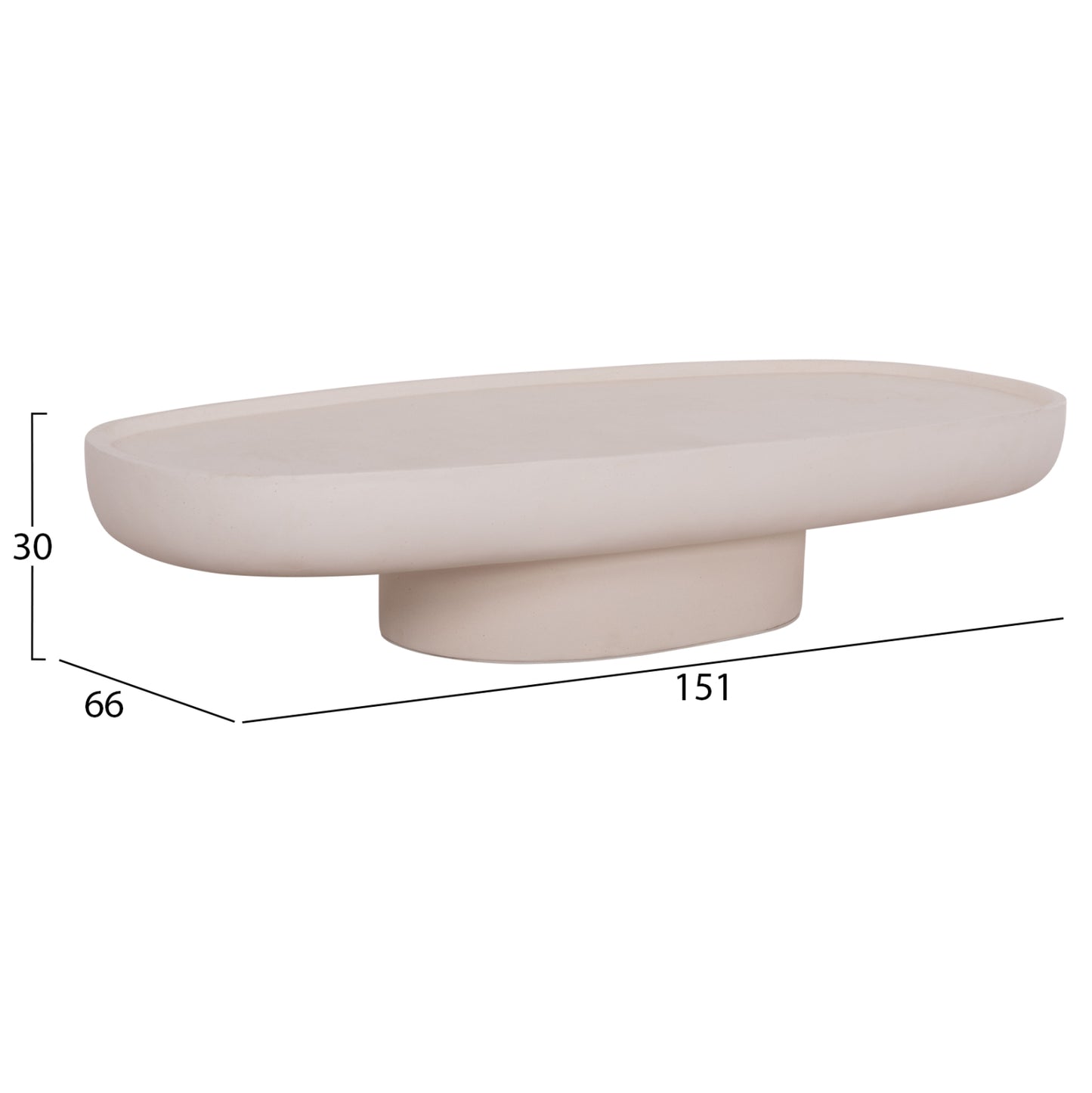 COFFEE TABLE DESSY HM18153.02 FIBER CEMENT IN WHITE--151x66x30Hcm.