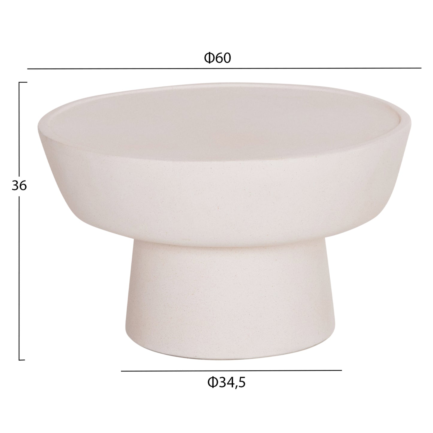 COFFEE TABLE PIRSON HM18155.02 FIBER CEMENT IN WHITE--Φ60x36Hcm.