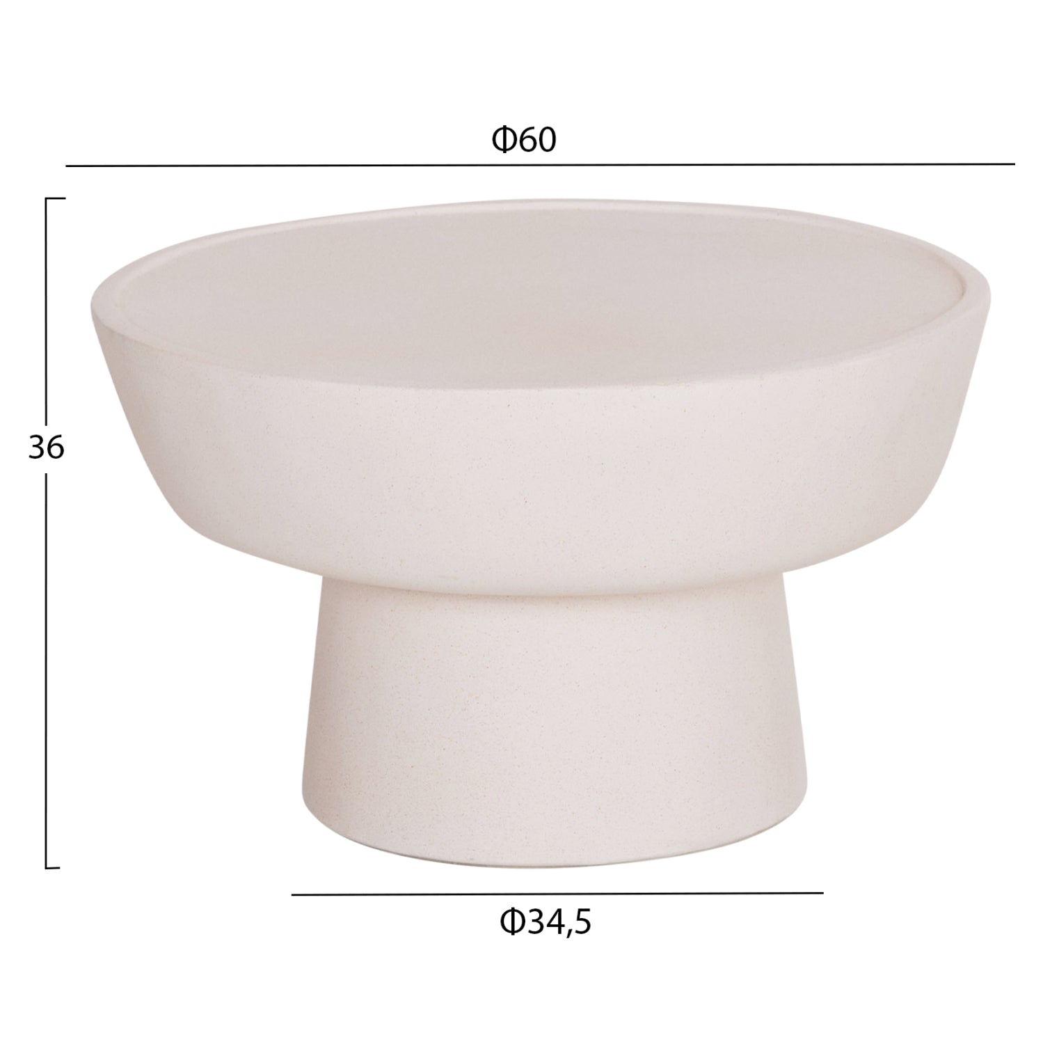 COFFEE TABLE PIRSON HM18155.02 FIBER CEMENT IN WHITE--Φ60x36Hcm.