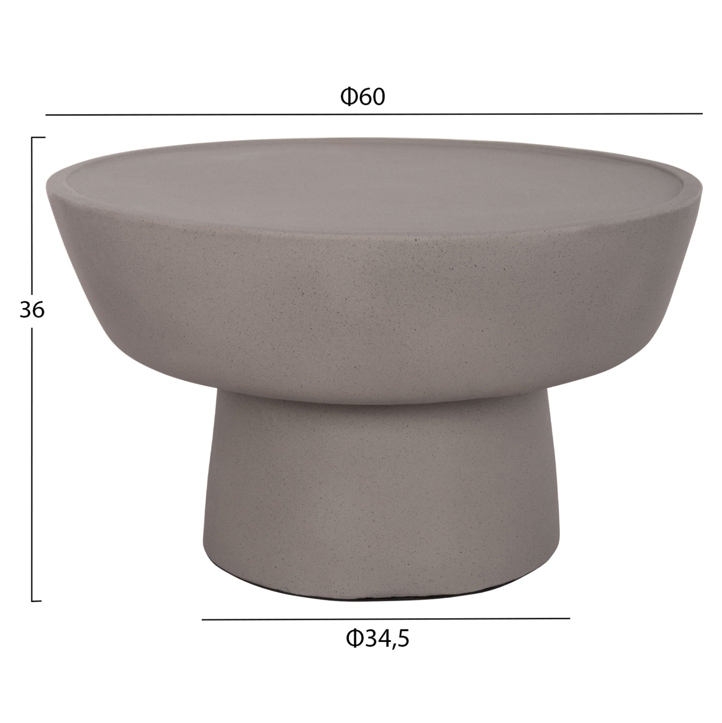 COFFEE TABLE PIRSON HM18155.03 FIBER CEMENT IN GREY--Φ60x36Hcm.