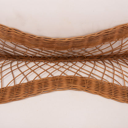 COFFEE TABLE ROUND ANNA HM18157.02 FIBER CEMENT IN WHITE-NATURAL RATTAN--Φ92x44.5Hcm.