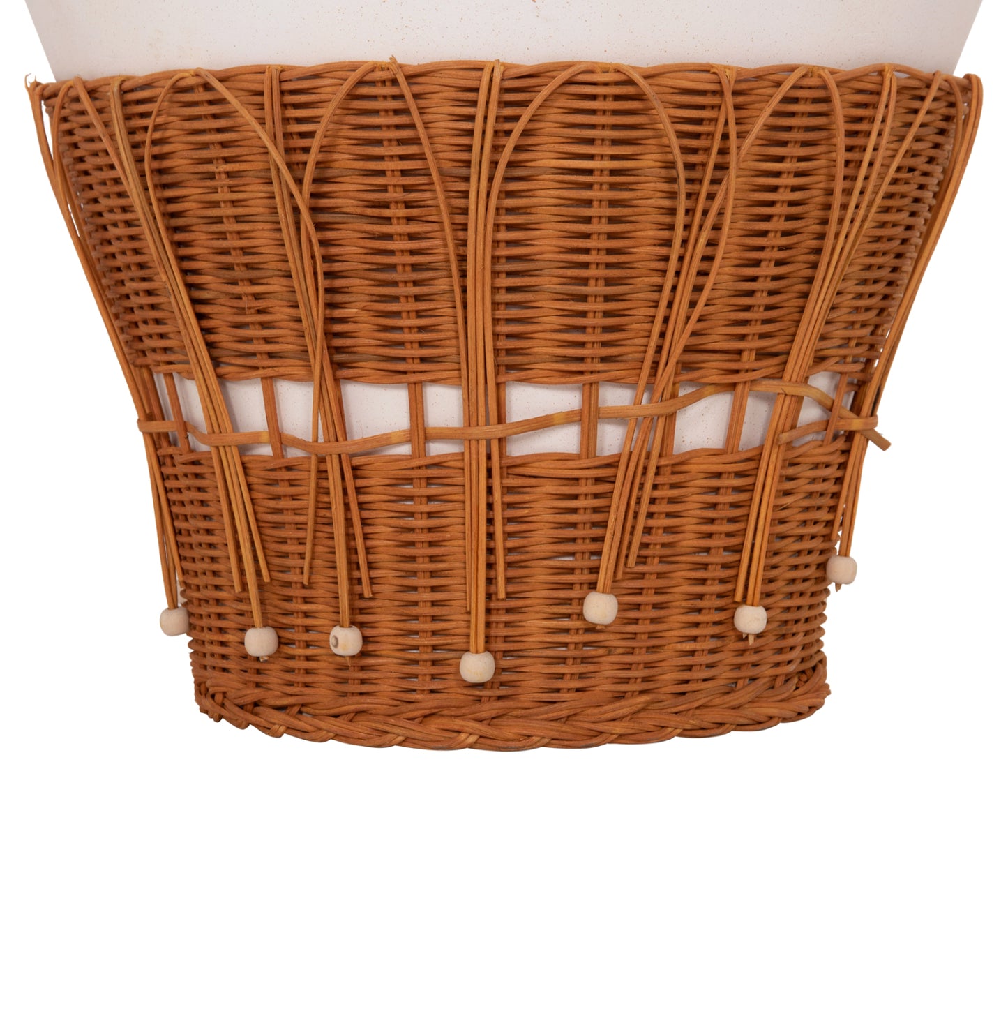 COFFEE TABLE ROUND PERRAL HM18164.02L FIBER CEMENT IN WHITE-NATURAL RATTAN--Φ55x45Hcm.