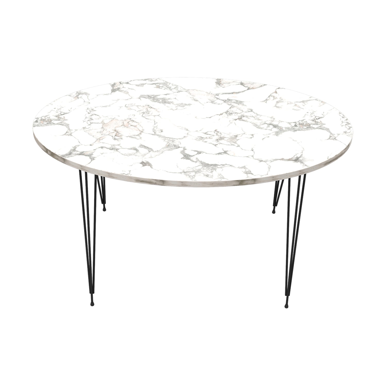 COFFEE TABLE GRANIT HM18177.01 MELAMINE IN WHITE MARBLE LOOK-BLACK METAL LEGS 90x50x42Hcm.