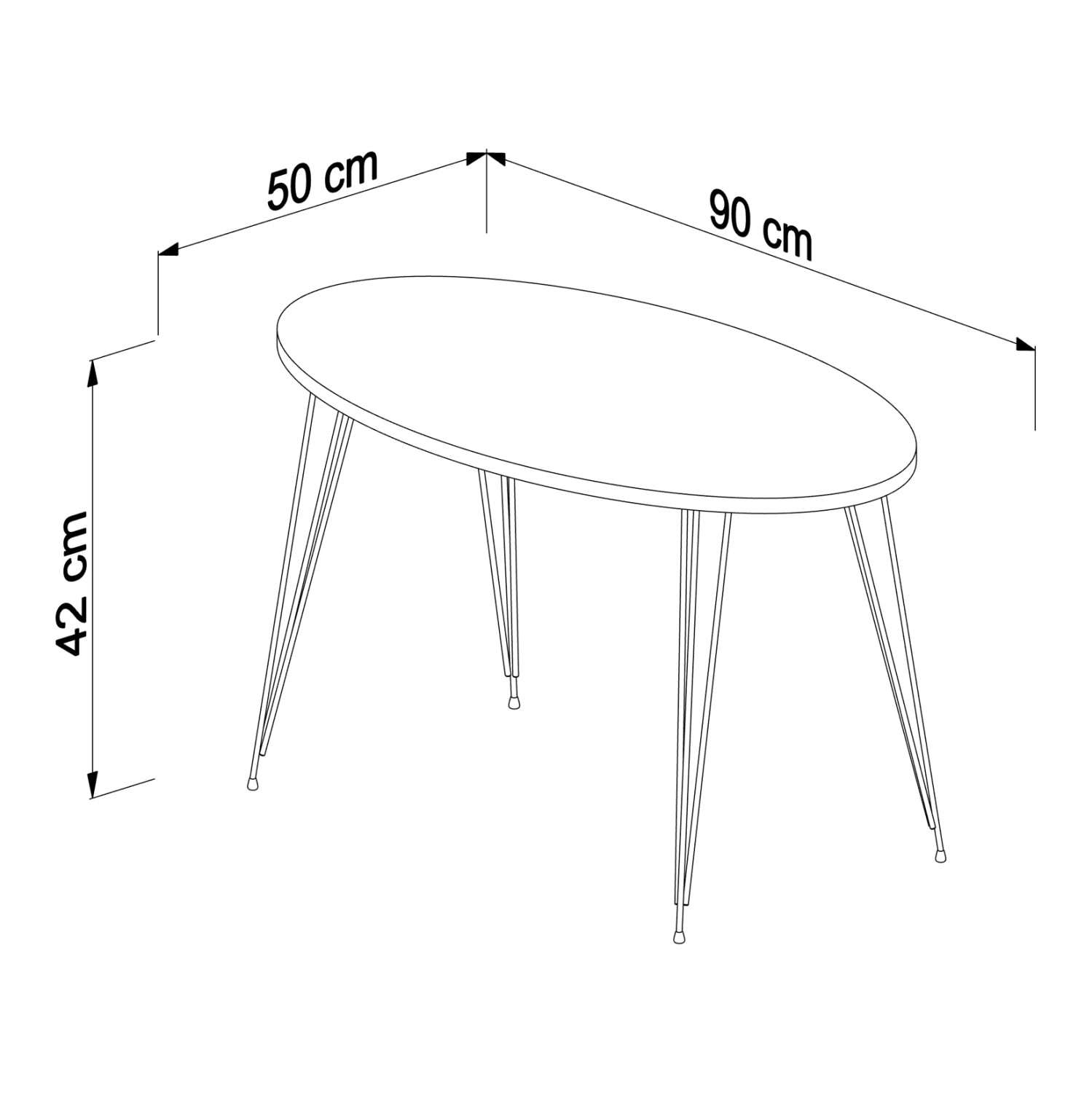 COFFEE TABLE GRANIT HM18177.03 MELAMINE IN SONAMA COLOR-BLACK METAL LEGS 90x50x42Hcm.