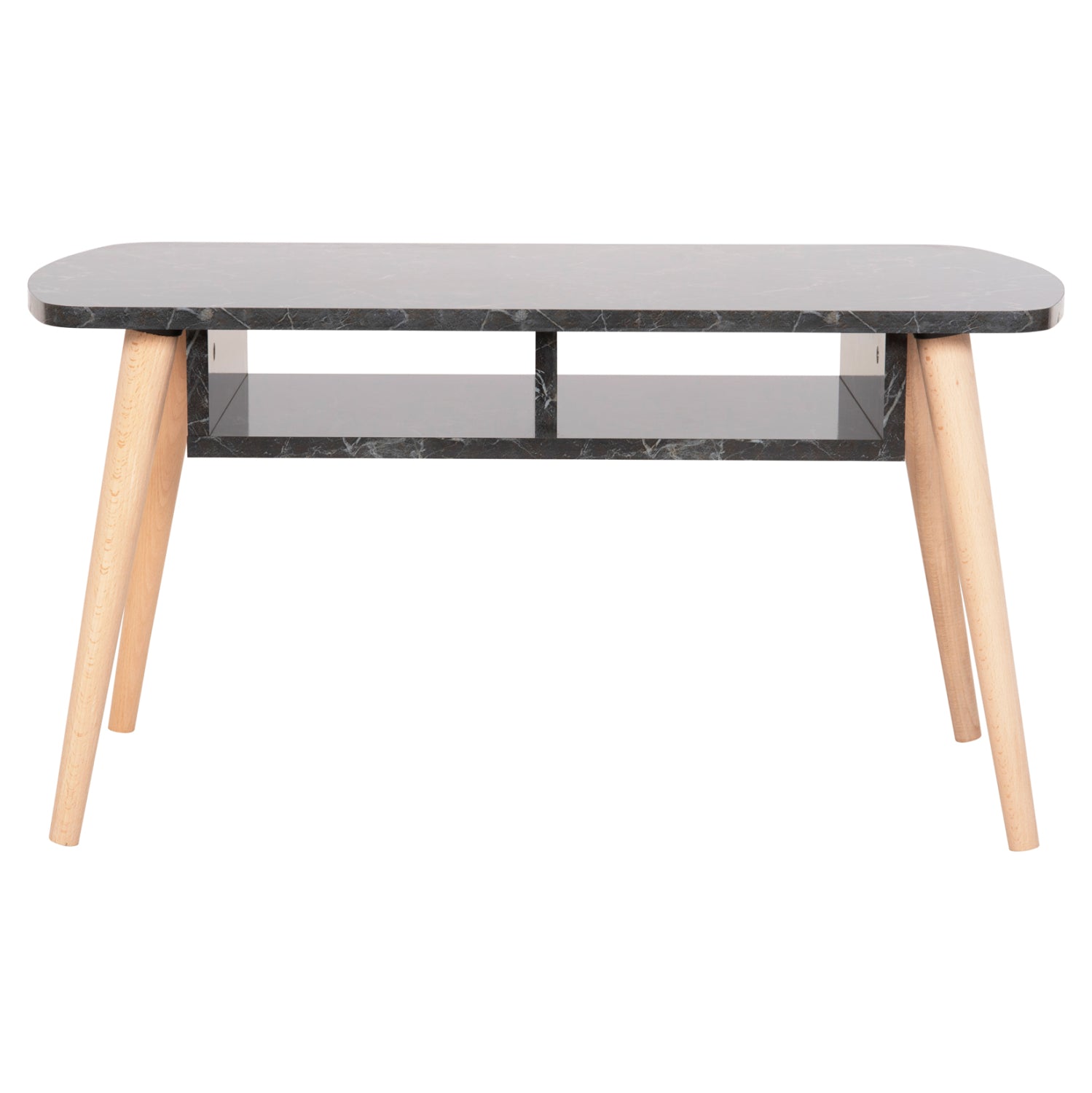COFFEE TABLE SLIVEN HM18178.02 BLACK MARBLE MELAMINE-LEGS IN NATURAL COLOR 90x50x47,5Hcm.