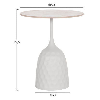 COFFEE TABLE LONGSTEM HM18317.01 WHITE METAL BASE--SINTERED STONE TOP IN CALACATA GOLD Φ50